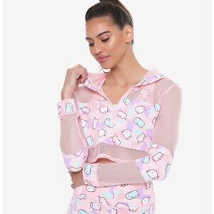 Pusheen mesh long sleeve shirt active crop jacket PINK activewear pastels cat